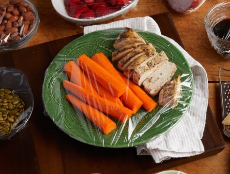 Plastic Wrap on chicken and carrots