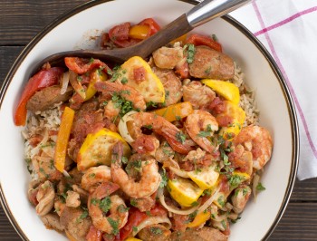 Slow Cooker Chicken, Sausage &amp; Shrimp Jambalaya